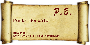 Pentz Borbála névjegykártya